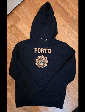 Porto Embroidered Navy Blue Hoodie - Size 8 (Portugal 12 runs small, US 8).